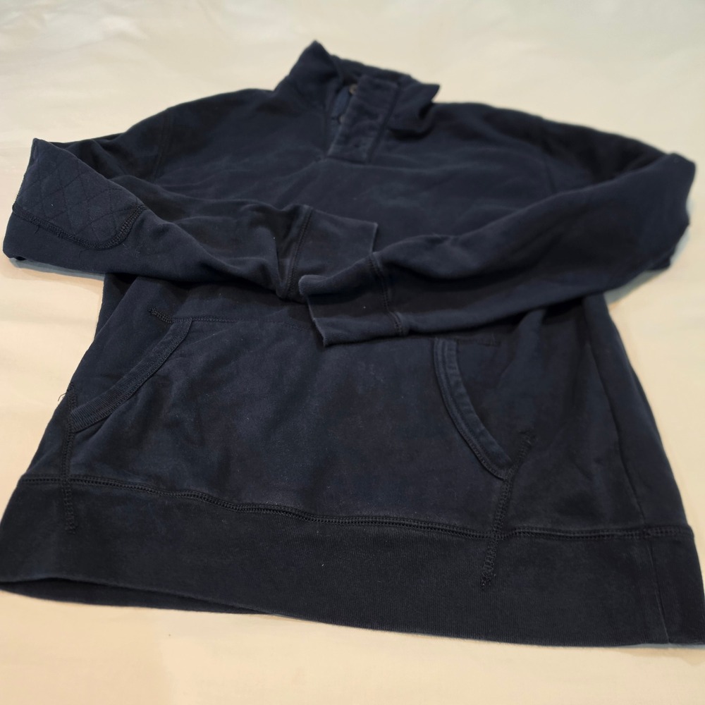 Old Navy Pullover Sweatshirt Mens Large Navy Blue Good Quilted Elbow Henley